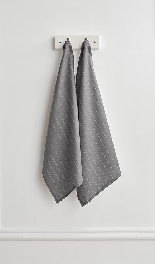 Solino Home Linen Tea Towels – 100% Pure Linen 17 x 26 Inch Kitchen Towels Set of 2 – Pinstri... | Amazon (US)