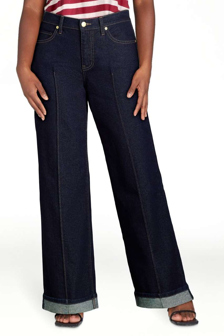 Free Assembly Women's Wide Leg High Rise Pintuck Jeans, 29” Inseam, Sizes 0-20 - Walmart.com | Walmart (US)