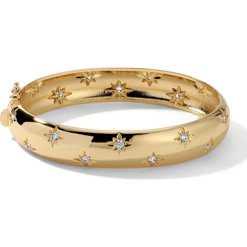 MIRANDA FRYE Celeste Cubic Zirconia Cuff Bracelet in Gold at Nordstrom, Size X-Large | Nordstrom