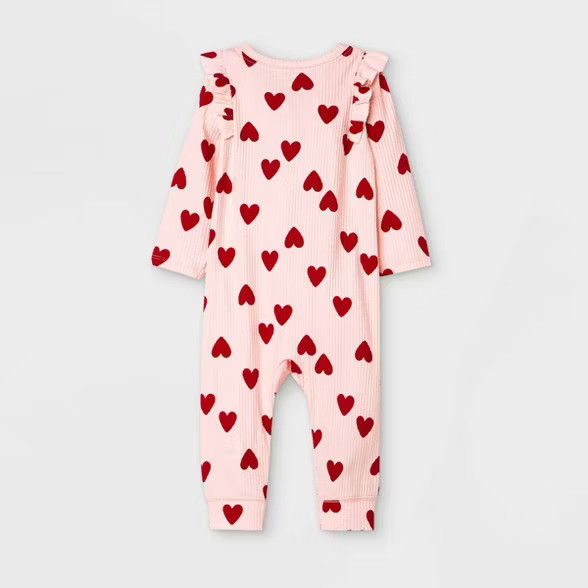 Baby Girls' Heart Rib Romper with Headband - Cat & Jack™ Pink | Target