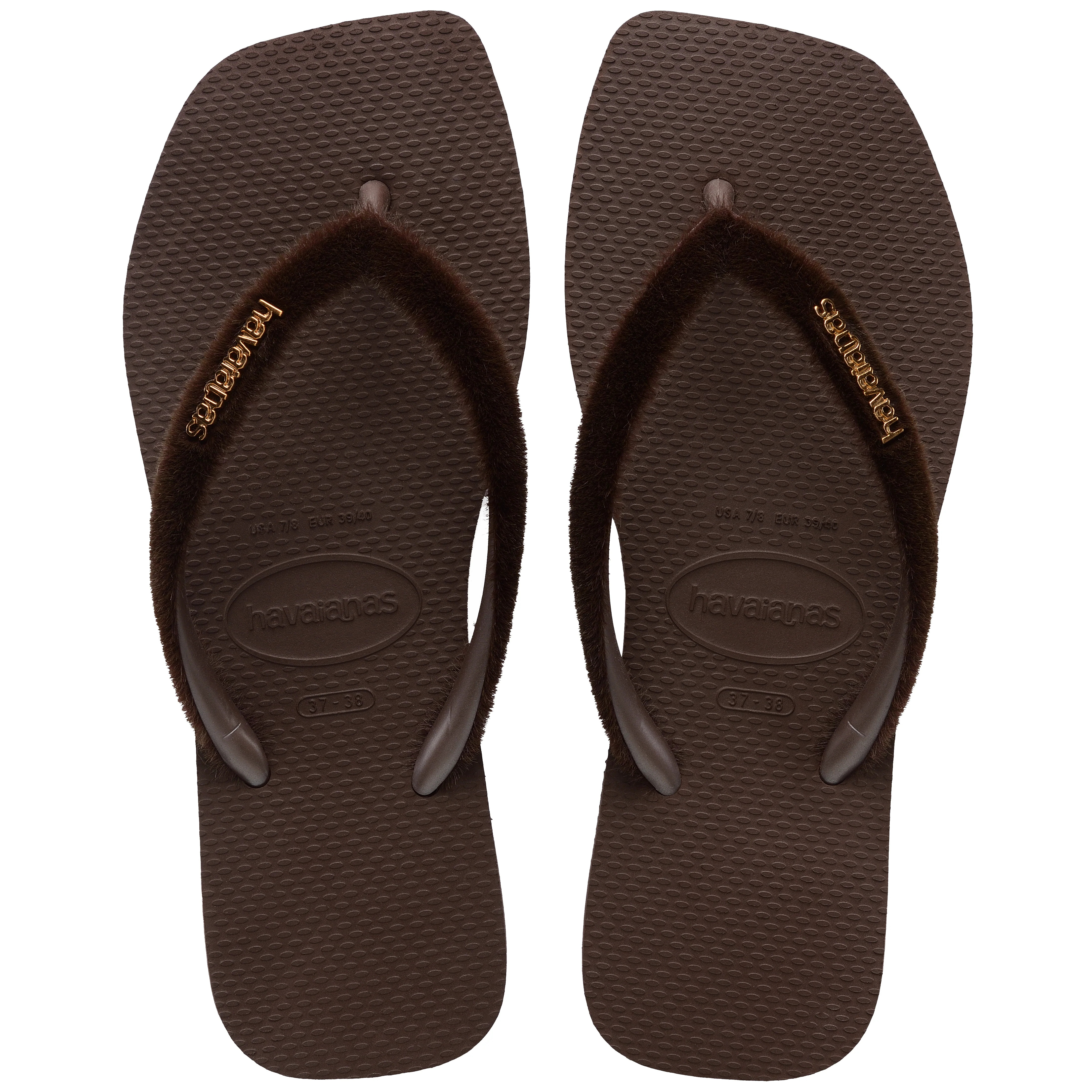 Women's Plush Slim Square Flip Flops Dark Brown | Havaianas | Havaianas