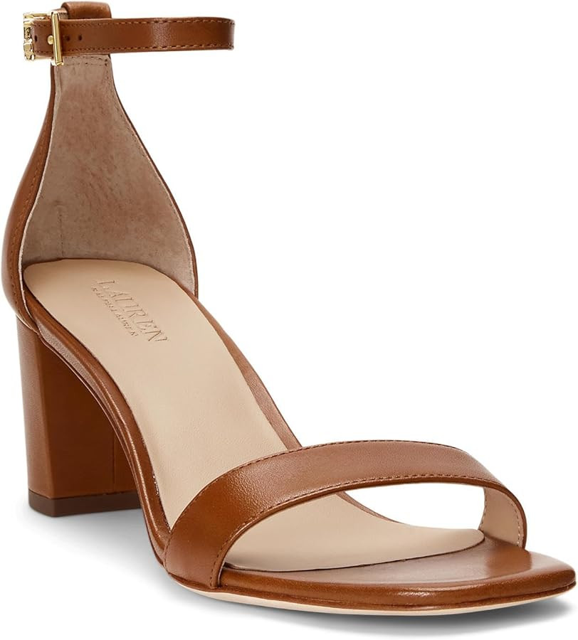 Lauren Ralph Lauren Women's Logan Burnished Leather Sandal | Amazon (US)