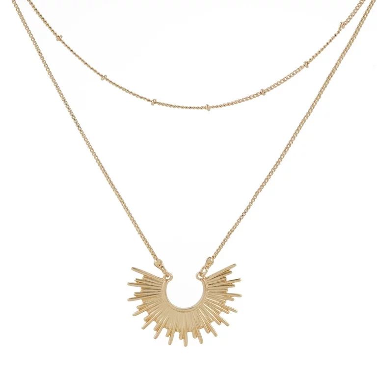 ALLISON ROSE ATELIER - Sunburst Pendant Necklace - Delicate 14k Gold Plated Half Spike 2pc Neckla... | Walmart (US)