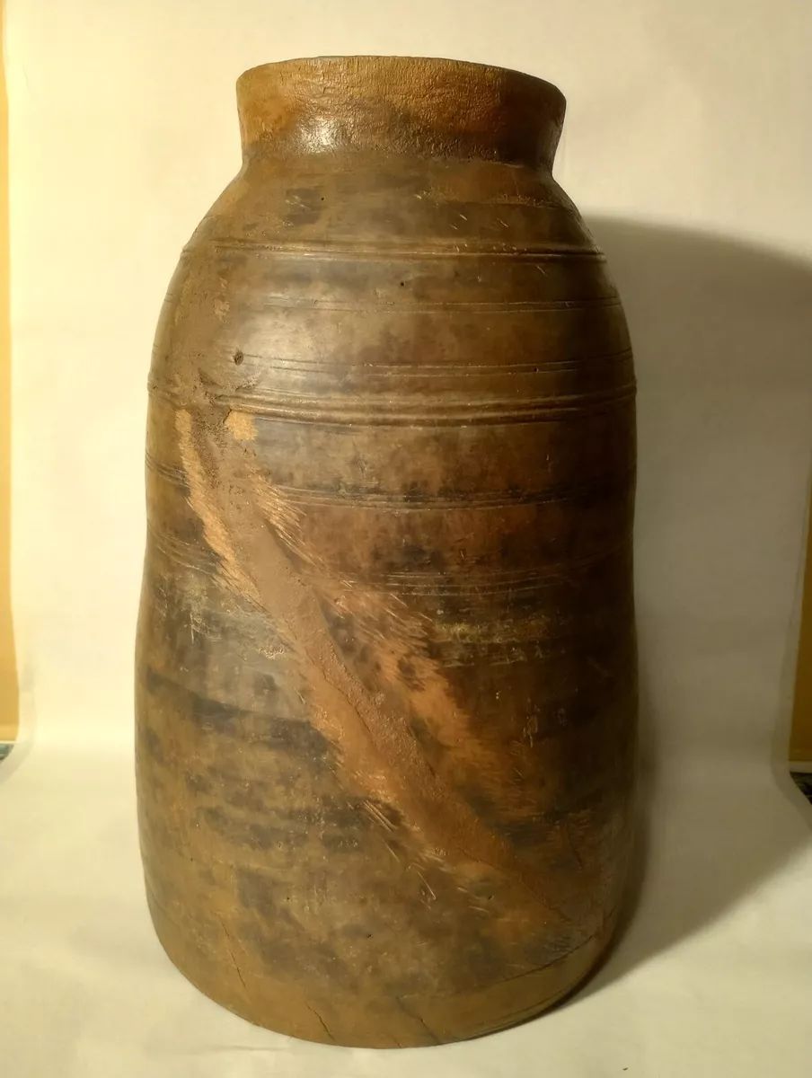 Beautiful Large Old Pre Antique Primitive Wood Vessel 14x9 wood carved hand made  | eBay | eBay US