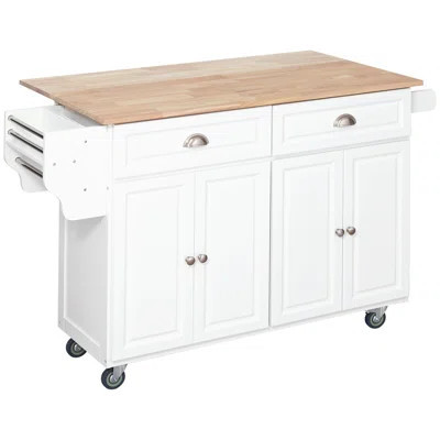 Storage Rolling Kitchen Island with Solid Wood Drop Leaf | Wayfair North America