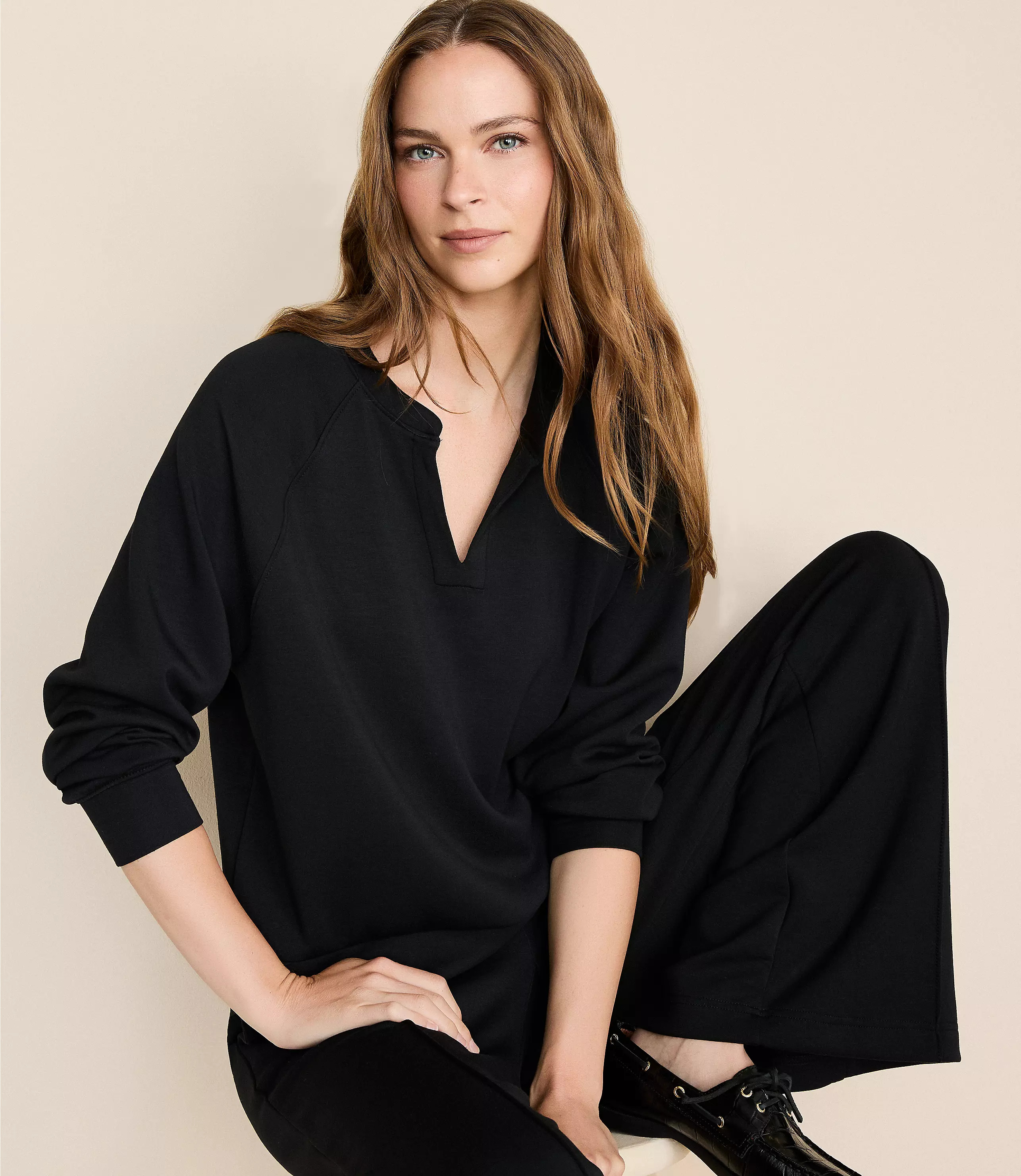 Petite Lou & Grey Scubasoft Split Neck Top | LOFT