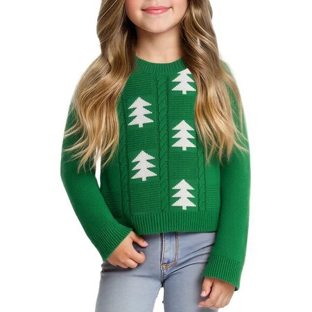 Actgleam Girls Christmas Sweater Winter Pullover Long Sleeve Ugly Christmas Sweaters Green 11-12Years | Walmart (US)