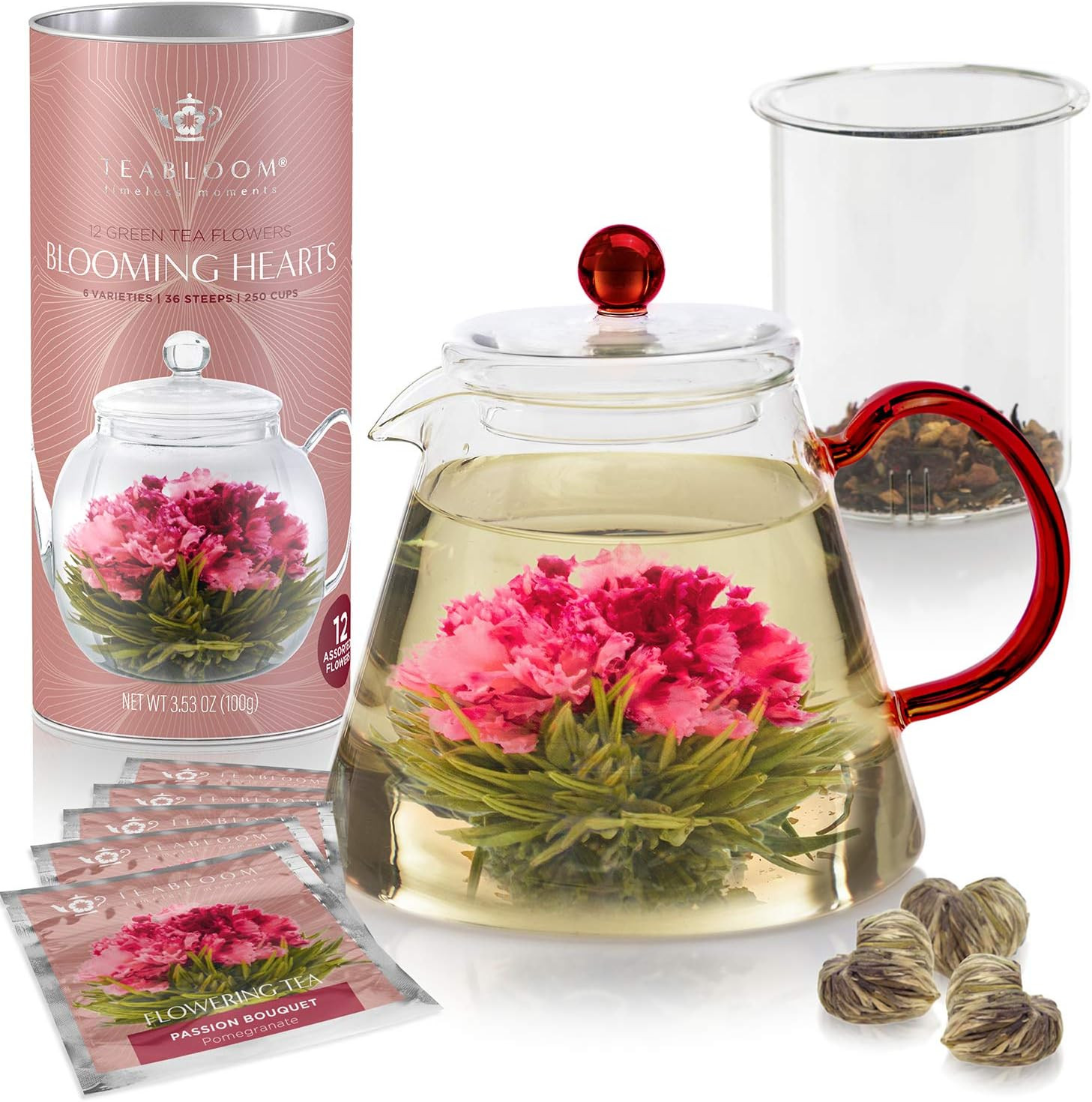 Teabloom Christmas Flowering Tea Gift Set - Stovetop Safe Glass Teapot with Removable Loose Leaf Tea | Amazon (US)