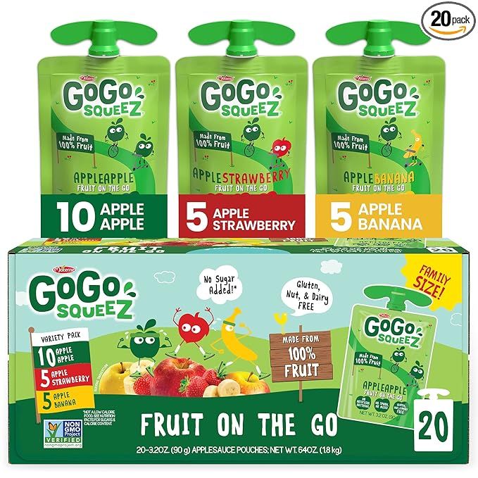 GoGo squeeZ Fruit on the Go Variety Pack, Apple Apple, Apple Banana, & Apple Strawberry, - Tasty ... | Amazon (US)