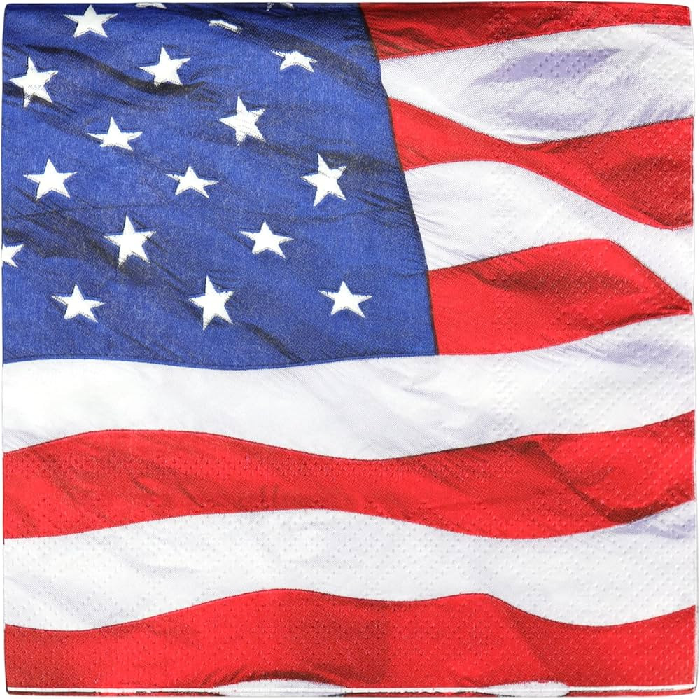 Iconikal 75 Pack American Flag Disposable Dinner Napkins - July 4th Patriotic Party Supplies, 2-P... | Amazon (US)