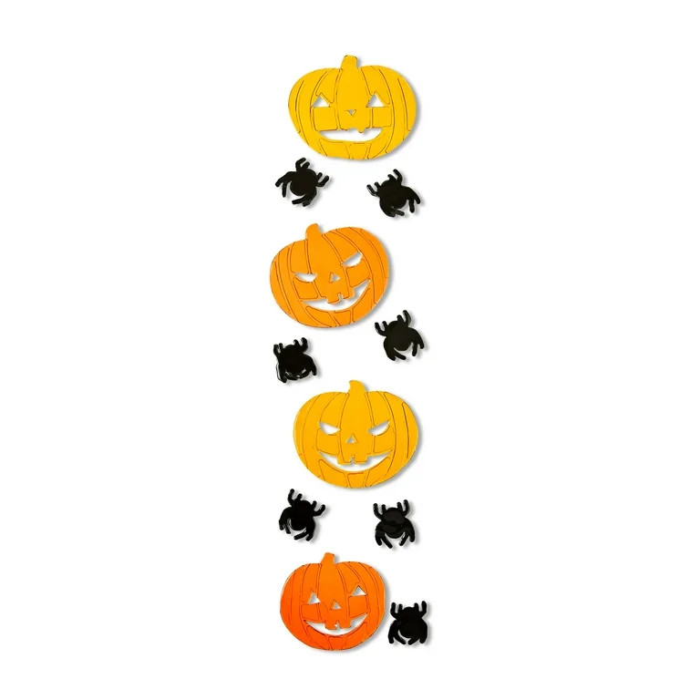 Halloween Orange Jack-o'-Lantern & Spider Window Gel Clings, by Way To Celebrate, 5.5 x 21 inch -... | Walmart (US)
