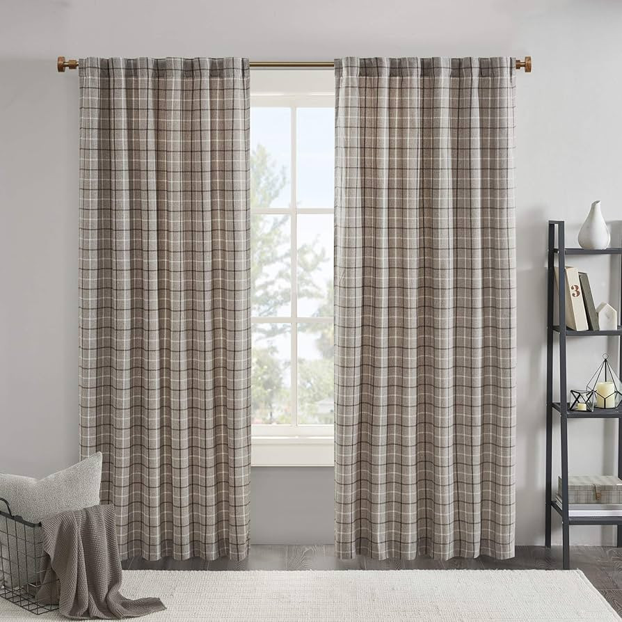 Madison Park Anaheim Cabin Plaid Curtain Window, Thermal Insulated Fleece Lining, Living Room Dec... | Amazon (US)