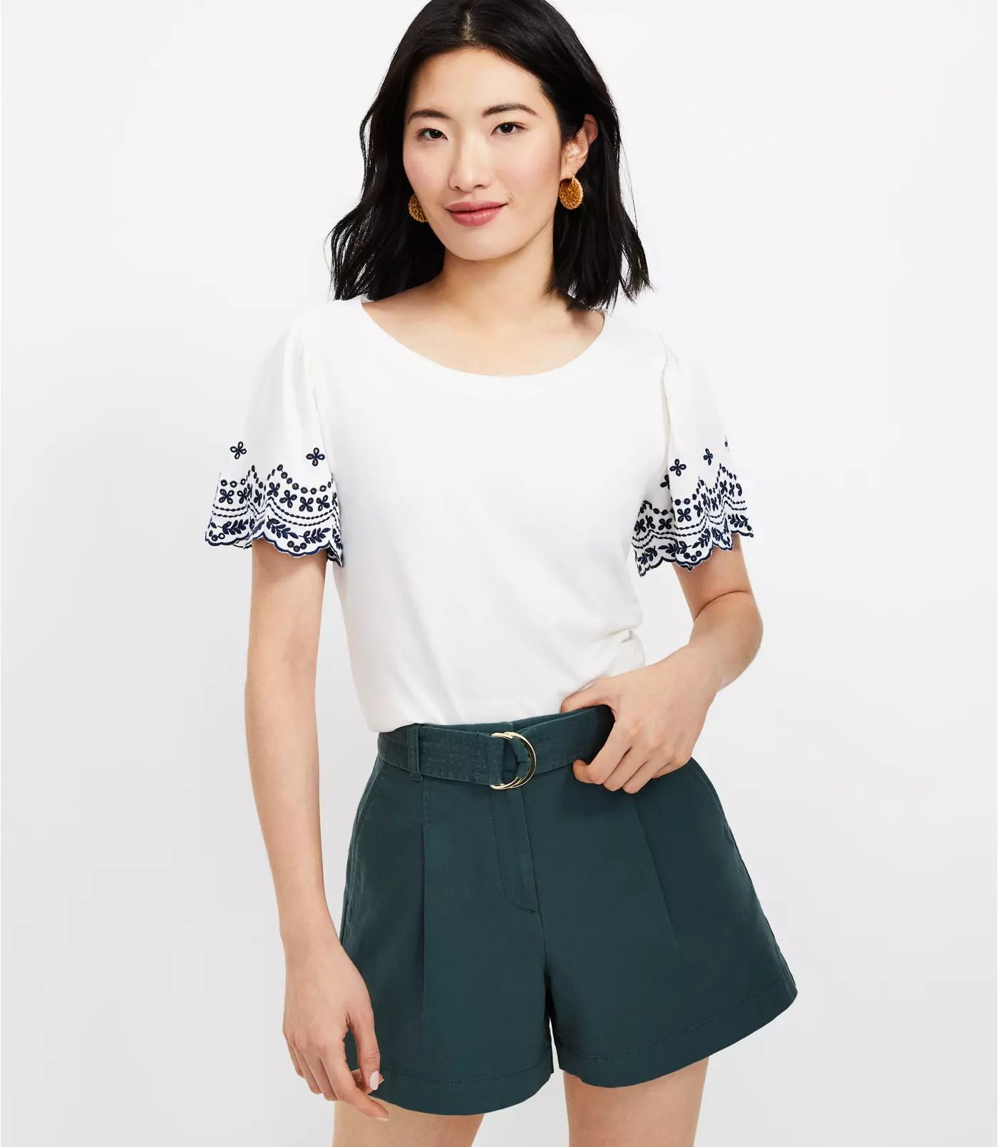 Eyelet Flutter Sleeve Tee | LOFT