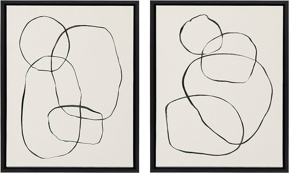 Kate and Laurel Sylvie Modern Circles and Going in Circles Framed Linen Textured Canvas Wall Art ... | Amazon (US)