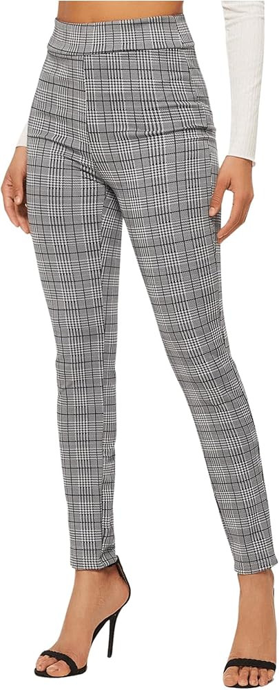 SweatyRocks Women's Casual Skinny Leggings Stretchy High Waisted Work Pants | Amazon (US)