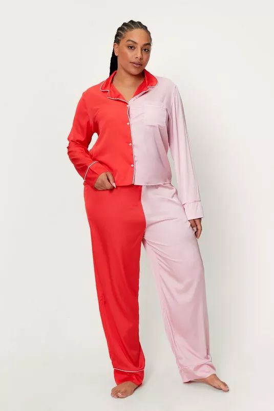 Plus Size Two Tone Satin Pajama Set | Nasty Gal (US)