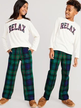 Gender-Neutral Graphic Pajama T-Shirt &amp; Straight Pajama Pants Set for Kids | Old Navy (US)