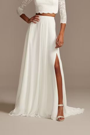 Chiffon Wedding Separates Circle Skirt with Slit | Davids Bridal