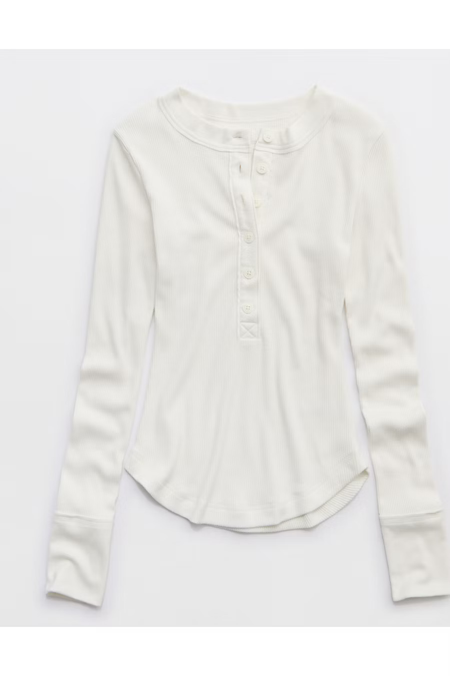 Aerie Henley Essential Layering T-Shirt Women's Soft Muslin XXS | American Eagle Outfitters (US & CA)