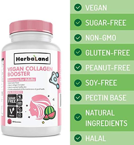 Herbaland Vegan Collagen Booster - Sugar-Free Lysine Gummies, Hair Supplement, Vitamin A, Vitamin C, | Amazon (CA)