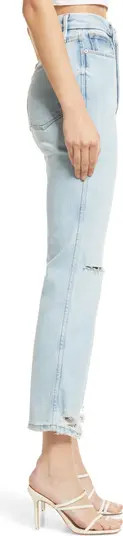 Good American Good Curve High Waist Distressed Straight Leg Jeans | Nordstrom | Nordstrom