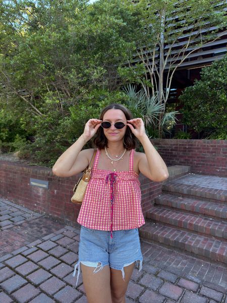 Girly summer outfit inspo 🎀 

Wearing xs in top, runs big!

#LTKSeasonal #LTKStyleTip