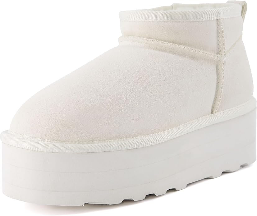 CUSHIONAIRE Hippy Women’s Platform Ankle Boots – Genuine Suede, Faux Fur Lining, Cozy Winter ... | Amazon (US)