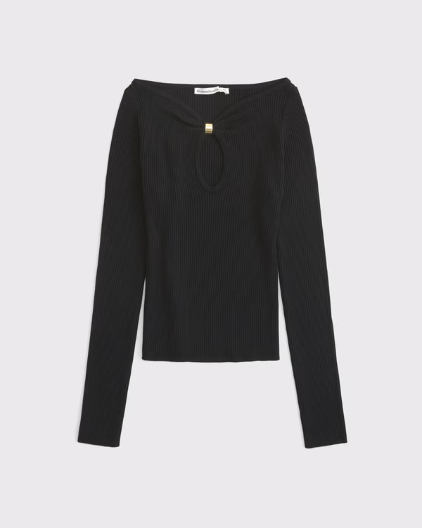 Women's Hardware Keyhole Long-Sleeve Sweater Top | Women's Tops | Abercrombie.com | Abercrombie & Fitch (US)
