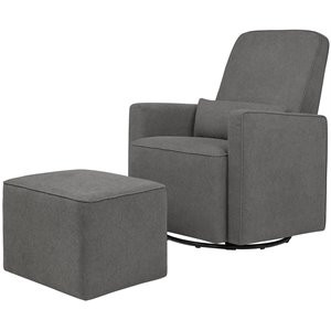 DaVinci Olive Glider and Ottoman in Dark Gray with Piping | Cymax