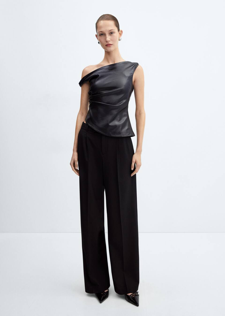 Leather-effect top -  Women | Mango United Kingdom | MANGO (UK)