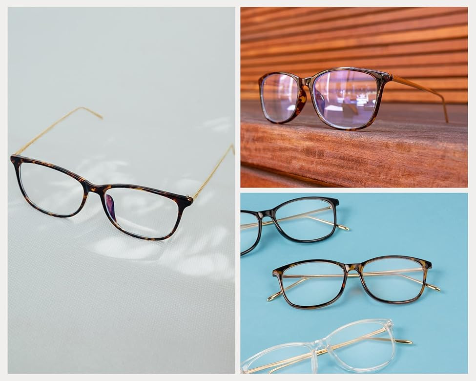 WearMe Pro - Rectangular Blue Light Elegant Metal Frame Modern Glasses | Amazon (US)