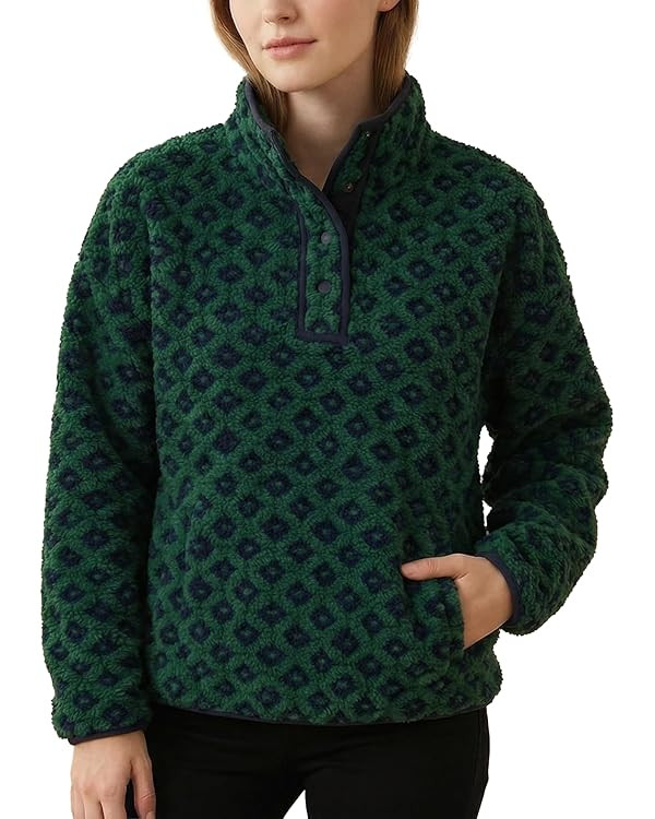 Checkered Fleece Sweatshirt for Women Long Sleeve High Neck Fuzzy Sherpa Hoodie Winter Plaid Pull... | Amazon (US)