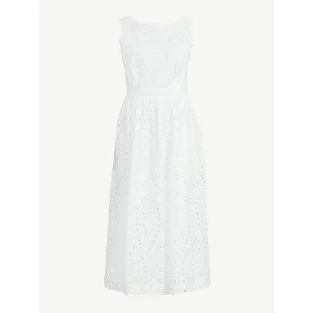Scoop Women's Eyelet Midi Dress - Walmart.com | Walmart (US)