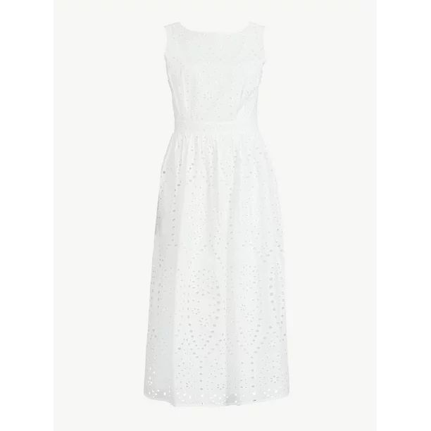 Scoop Women's Eyelet Midi Dress | Walmart (US)