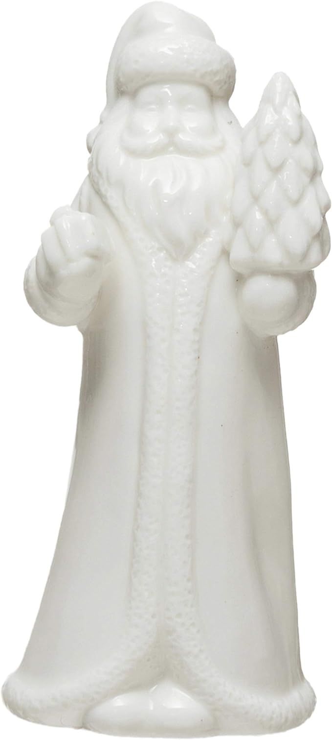 Creative Co-Op 2-3/4"L x 2-1/2"W x 5-3/4"H Stoneware Santa, White Figures and Figurines, Multi | Amazon (US)