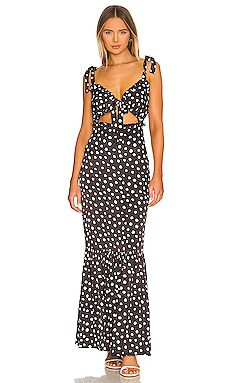 MAJORELLE Fiammetta Maxi Dress in Black & White Dot from Revolve.com | Revolve Clothing (Global)