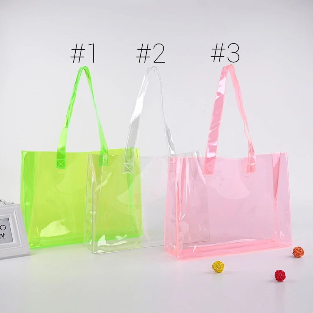 Personalized Neon Transparent Tote Bag Bridesmaid - Etsy | Etsy (US)