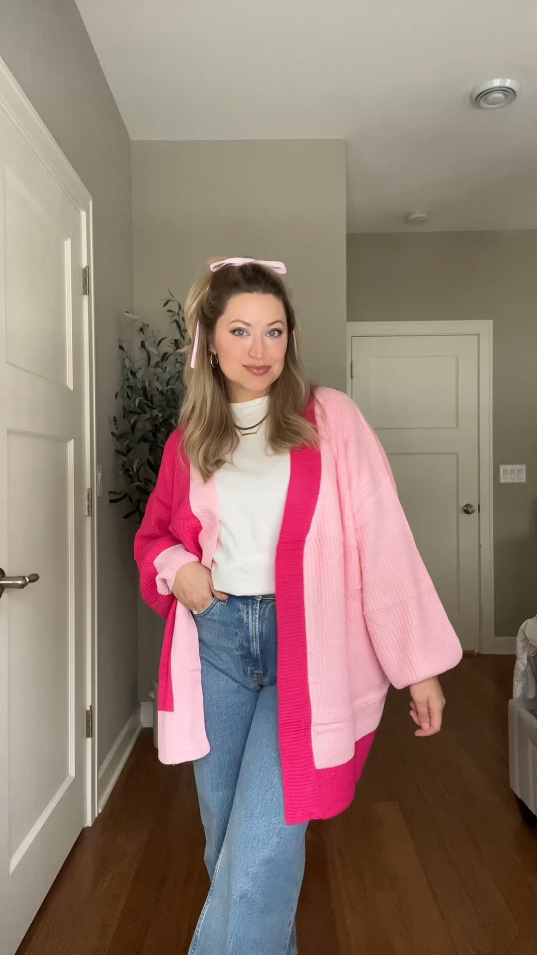 wearing a medium in the cardigan! 
jeans are tts (I’m 5’1 and in the short version)  #valentinesday #amazonfashion

#LTKstyletip #LTKMostLoved #LTKfindsunder50