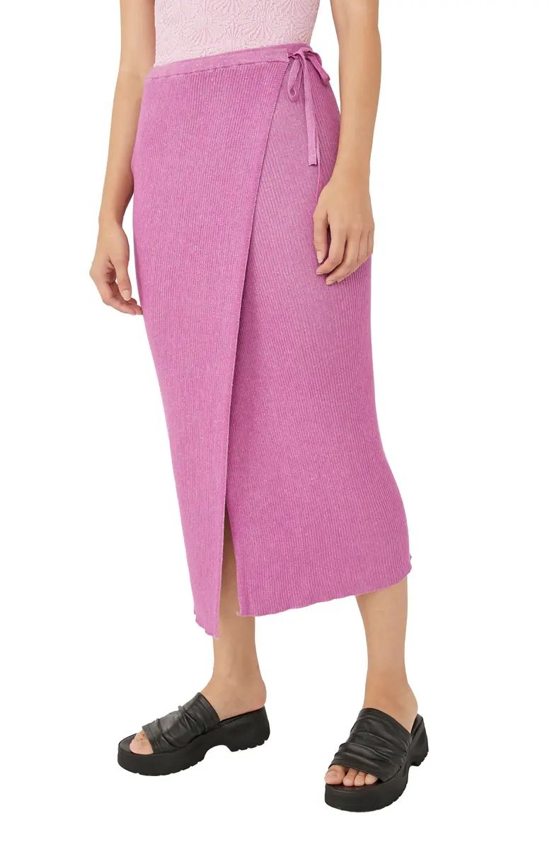 Borderline Knit Wrap Midi Skirt | Nordstrom