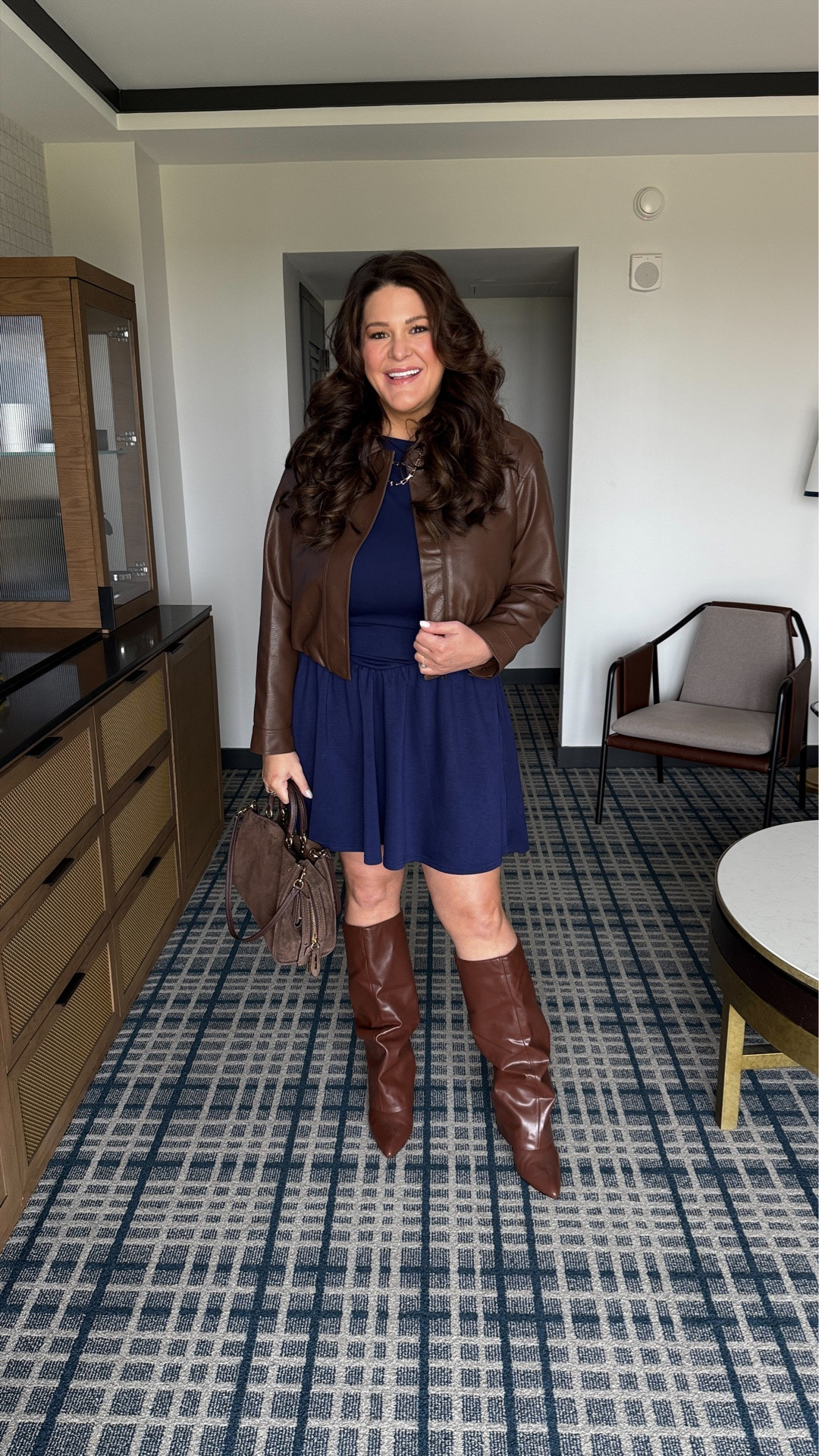 Dress & Jacket: XL

Comment "SHOP" and I will send you a DM!! Anyone else mentally ready for fall but the weather hasn’t gotten the memo? 

This Amazon dress is exactly what I want to wear during that awkward summer-to-fall transition when it’s still way too warm for sweaters, but I’m DONE dressing like it’s summer. 

The navy + brown boots gives it all the fall outfit energy without adding a bunch of heavy layers — and it’s such an easy, flattering look for those warm early fall days.

#AmazonFashion #FallOutfits #MidsizeFashion #TransitionalStyle #AmazonFinds

#LTKootd #LTKgrwm #LTKMidsize