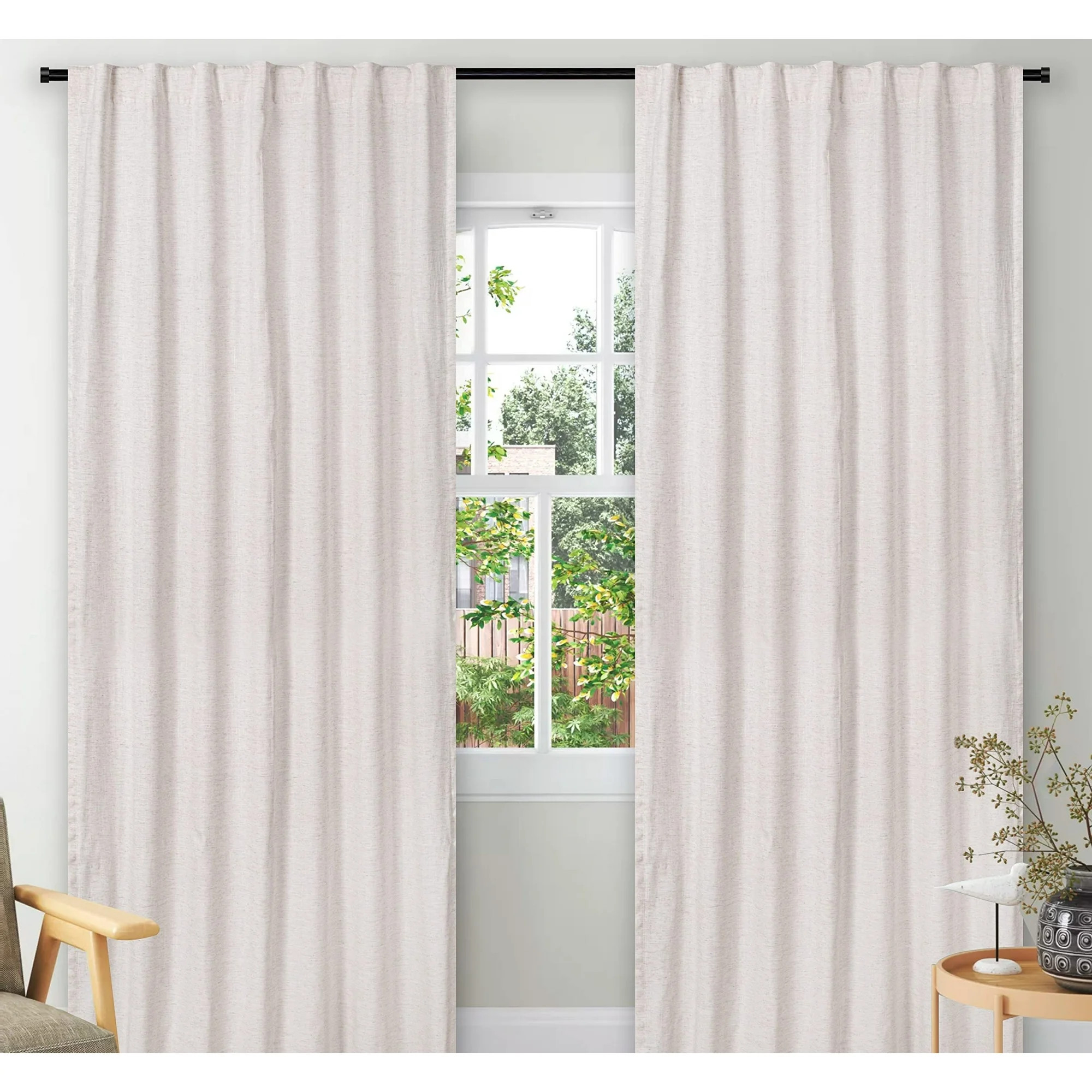 BEDDING CRAFT Flax Linen Curtains for Living Room 50 x 72 inch Natural Texo Lining Window Darkeni... | Walmart (US)