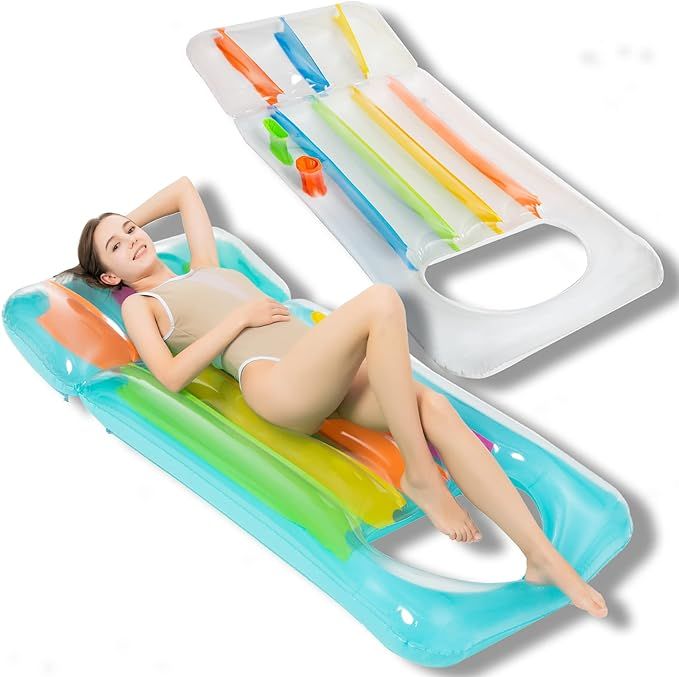 Sloosh 2 Packs Inflatable Pool Float, Pool Lounger for Adults, Colorful Swimming Pool Floating Ma... | Amazon (US)