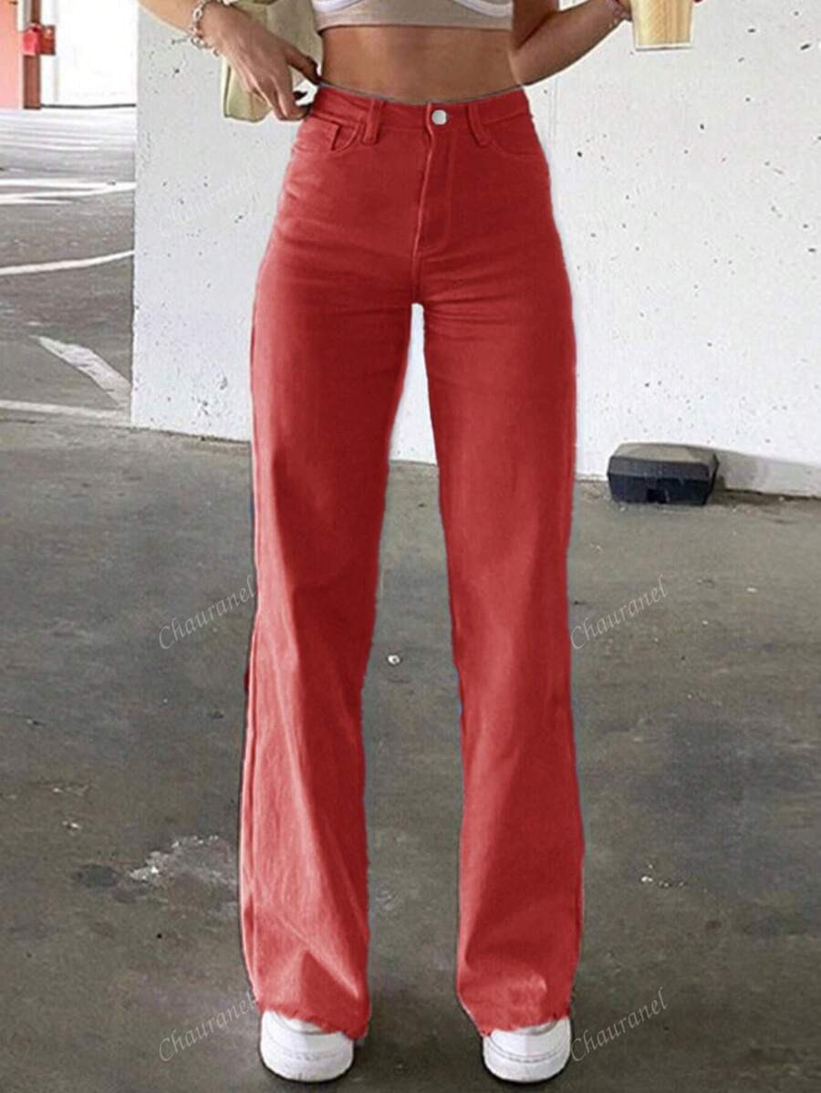 Y2K Streetwear Style Straight Leg Jeans, Festive Christmas & New Year Celebration | SHEIN