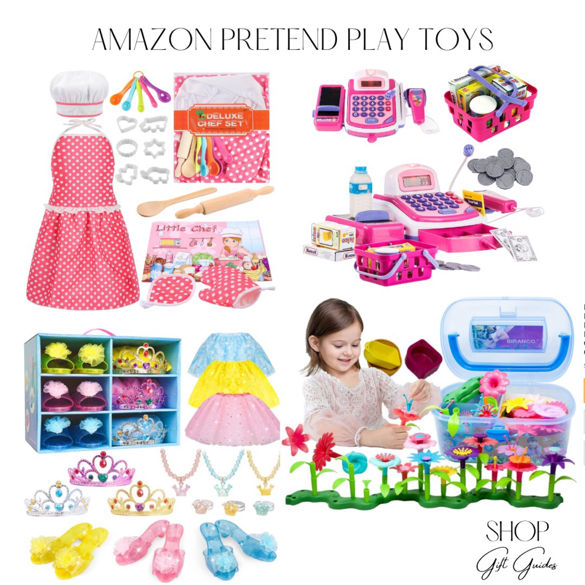 Pretend play toys for toddlers and kids! Perfect for playing with inside during the cold weather or rainy days!! 

Baking chef set for toddlers with apron and chef hat is so cute! 
Grocery checkout with cash register for toddlers will keep them busy! Dress up princess set with storage is an amazing gift for a girl! Gardening pretend play gift is so cute to get toddlers and kids thinking about different seasons and give them a start to a little hobby! 

#LTKkids #LTKfamily #LTKunder50
