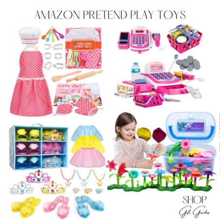 Pretend play toys for toddlers and kids! Perfect for playing with inside during the cold weather or rainy days!! 

Baking chef set for toddlers with apron and chef hat is so cute! 
Grocery checkout with cash register for toddlers will keep them busy! Dress up princess set with storage is an amazing gift for a girl! Gardening pretend play gift is so cute to get toddlers and kids thinking about different seasons and give them a start to a little hobby! 

#LTKkids #LTKfamily #LTKunder50
