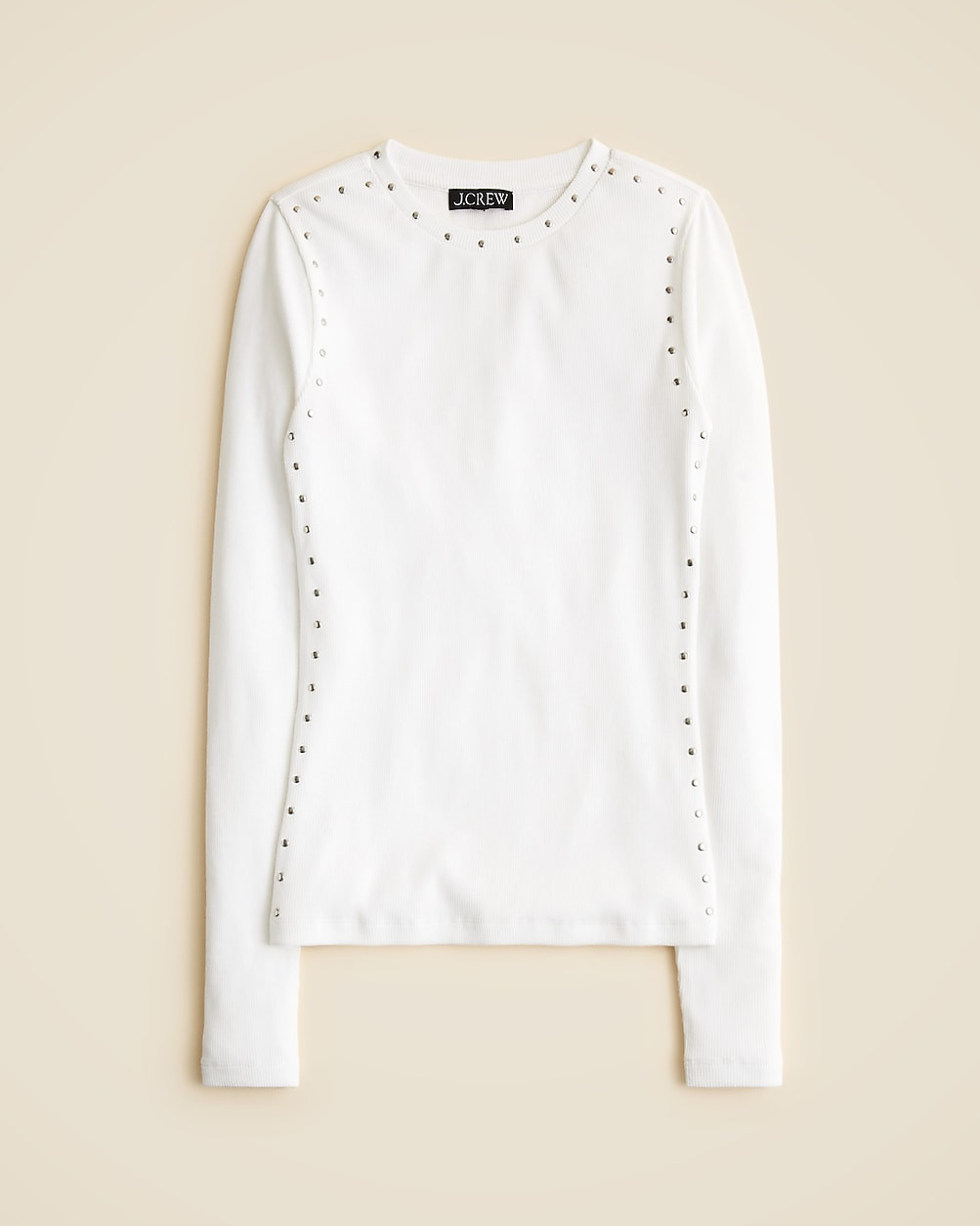 Perfect rib long-sleeve T-shirt with studs | J. Crew US