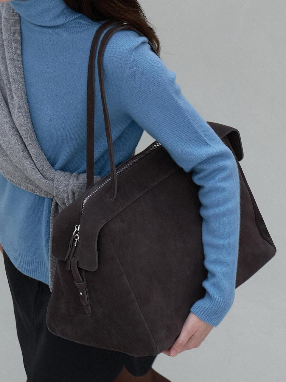 SUEDE LEATHER LARGE TOTE BAG, SUEDE BROWN | W Concept (US)