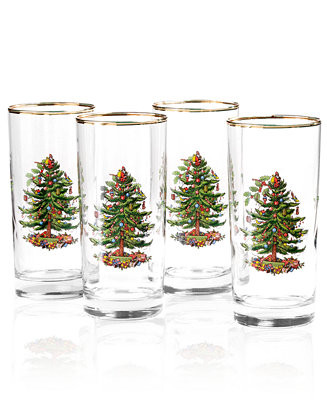 Spode Christmas Tree Glassware Highball Glass, Set of 4 - Macy's | Macy's
