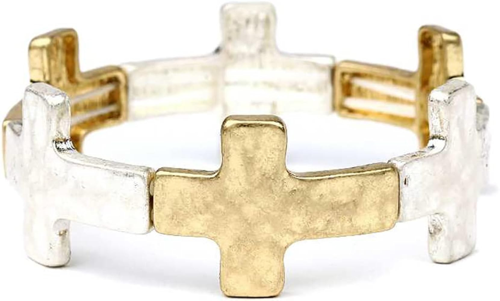 Rosemarie's Religious Gifts Women's Statement Matte Gold And Silver Tones Hammered Cross Charms S... | Amazon (US)
