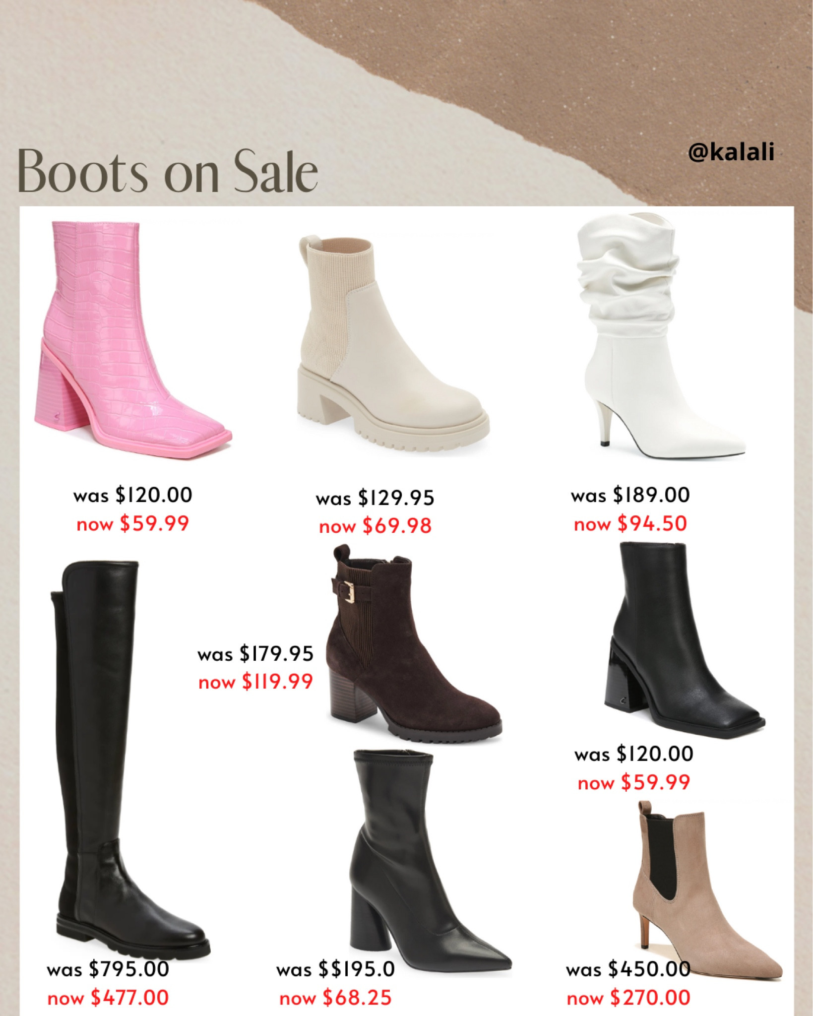 A selection of trending boots on sale.
Get yours before sizes are out! 
.
.
.
#ltksale
#ltkdeal
#deal
#deals
#boots
#fall
#fashion
#ltkunder100
#ltkunder50
#dhgate
#nordstrom
#beauty
#bags
#outfit

#LTKSale #LTKunder50 #LTKfit